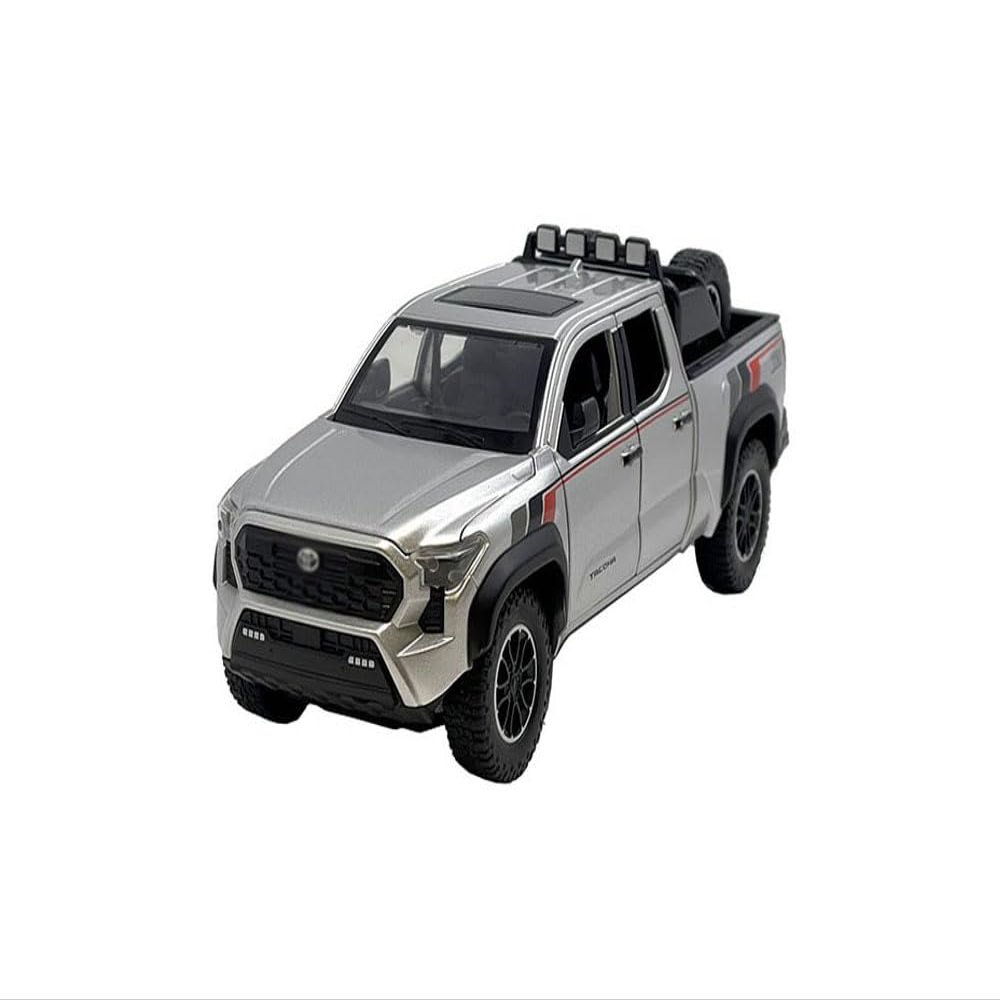 2024 TRD Off Road Edition Pickup Truck Silver Metallic with TRD Stripes with Sunroof and Wheel Rack Limited Edition to 2400 Pieces Worldwide 1/24 Diecast Model Car H08778-MJS02