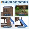 Kids Outdoor 2-Story Cedar Playhouse with Slide, Sandbox & Step Ladder view 3
