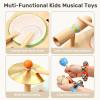 WINGYZ 11-in-1 Kids Drum Set  Montessori Baby Musical Toys & Wooden Musical Instruments for Toddlers 1-3, Music Table with Bongo Drums, Cymbals, Maracas & Wrist Bells for Early Rhythm Play view 2