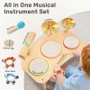 WINGYZ 11-in-1 Kids Drum Set  Montessori Baby Musical Toys & Wooden Musical Instruments for Toddlers 1-3, Music Table with Bongo Drums, Cymbals, Maracas & Wrist Bells for Early Rhythm Play view 3
