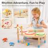 WINGYZ 11-in-1 Kids Drum Set  Montessori Baby Musical Toys & Wooden Musical Instruments for Toddlers 1-3, Music Table with Bongo Drums, Cymbals, Maracas & Wrist Bells for Early Rhythm Play view 4
