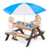 SoliWood Kids 3 in 1 Convertitable Sand and Water Table with Umbrella, Picnic Table for Outdoor Backyard Patio Play view 1