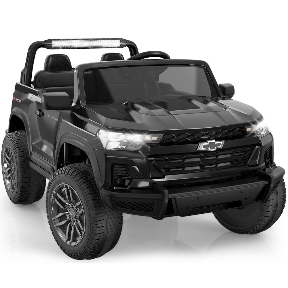24V 2 Seater Ride on Car Licensed Chevrolet Colorado, Electric Car w/Remote Control, 4200W Motors, 4WD/2WD, Rear Storage, Music, Ride on Toys for Big Kids Aged 3-8, Black