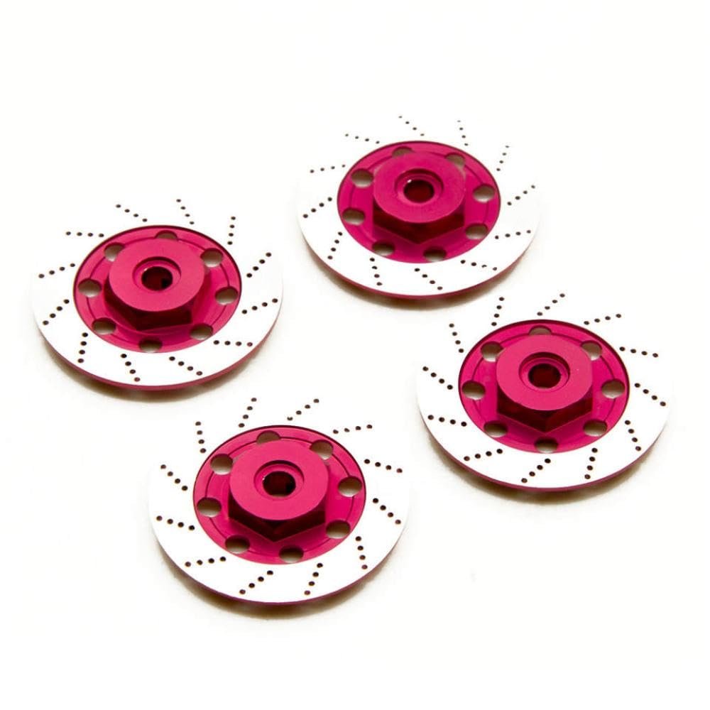 12mm Hex Adapter Compatible with 3Racing D4 AWD RWD 1/10 Scale RC Drift Car Aluminum Wheel Rim Brake Disc Box Compatible with RC Drift Racing Accessories(Pink)