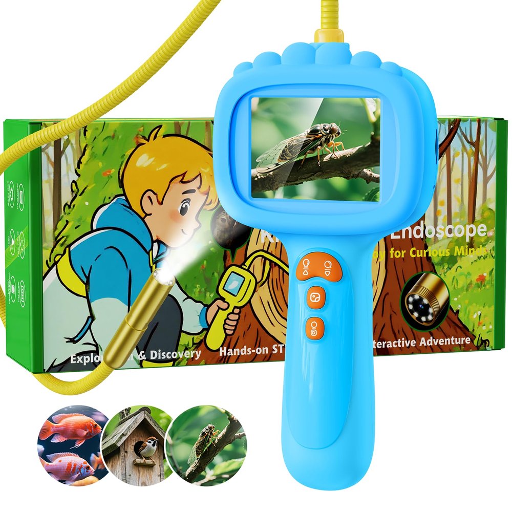 Borescope Snake Camera with Light for Kids, Outdoor Educational STEM Toys, Science Gifts for 5 Year Old Boy, Camping Nature Activities, Best Birthday Gift for Boys, Girls Ages 4,5,6,7,8,9,10(Blue)