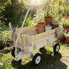 Heavy Duty Steel Frame Radio Flyer Wagon with 10" All-Terrain Air Tires & Wooden Side Panels, Wooden Wagon 176LB Capacity, Foldable Utility Cart for Gardening, Outdoor Toys (White) view 4