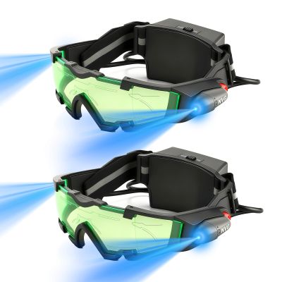 Wokyo 2 Pack Spy Night Vision Goggles with Flip-Out LED Lights, Spy Gear Adjustable LED Night Green Lens Glasses for Outdoor Activities Skying to Protect Eyes