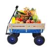 Heavy Duty Steel Frame Wagon with 10" All-Terrain Air Tires & Wooden Side Panels, Wooden Wagon 176LB Capacity, Foldable Utility Cart for Gardening, Outdoor Toys (Blue) view 1