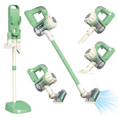VARANO 3-in-1 Kids Vacuum that Really Works, Toddler Toy Vacuum Cleaning Set for Children Aged 3+, Fun Kids Working Toy Vacuum Cleaner with Working Suction for Realistic Play (Green)