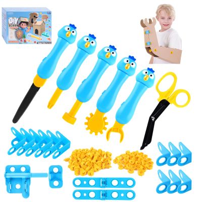 Cardboard Cutter for Kids - 122 PCS Resuable Safe Cardboard Tools for Kids | Educational Building Toys for Family Classroom Activities | Christmas Birthday Gifts for 5 6 7 8 9 Years Old Boys Girls