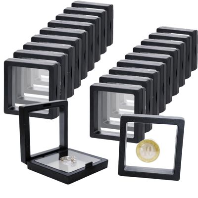 20Pcs Floating Frame Display CaseBSELUTNGY 3D Floating Display Case 2.76 Inches Black is Perfect for Preserving and Displaying Jewelry, Coins, Badges, Specimens and Various Collectible