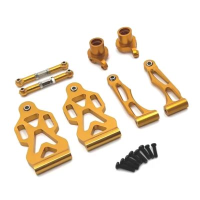 For SCY 16106 1620116101 16102 16103 16104 1/16 Metal Front For Swing Arm Steering Cup Connecting Rod Set RC Car Parts Accessories Replacement RC Car Upgrade Part(Yellow)