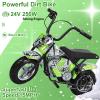 24V Kid Electric Dirt Bike, 250W Off-Road Bike Motocross, 13.6MPH Fast Speed, Powerful Motorcycle for Kids, Metal Suspension & Faux Leather Seat, Dirt Bikes for Kids 10-14 Age (Green) view 3