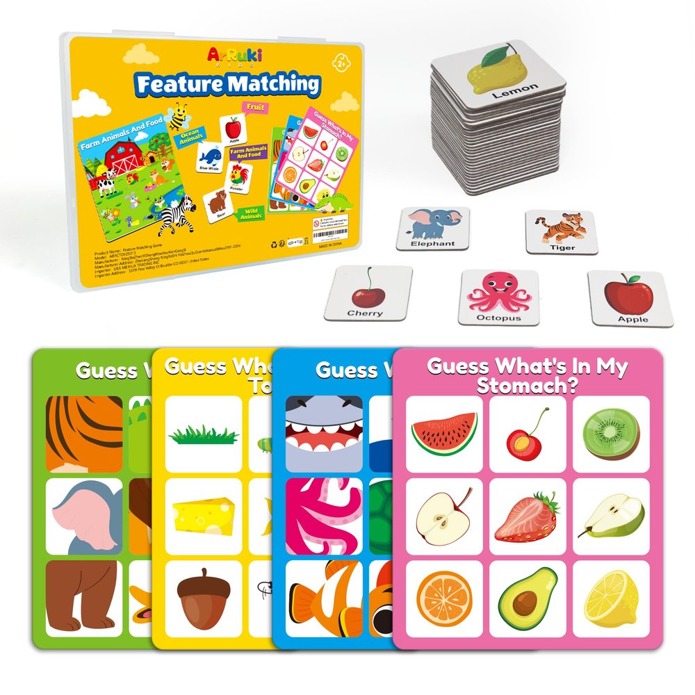ArRuKi KIDS Magnetic Matching Game for Kids Ages 2-4, Feature Memory Game Toddler Learning Toy for Kids 3 4 5, Educational Toy Activities for Boy and Girl