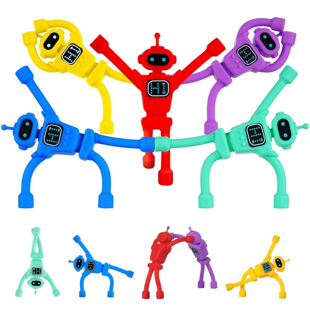 COZMIFSDZ Magnetic Robot Sensory Fidget Toys 5 Pcs, Magnetic People Men, Easter Basket Stuffers for Kids, Travel Activities Essential for Toddlers Kids Adults