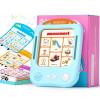 Interactive Educational Learning Tablet Toy for Kids,Screen-Free Phonics Learning Toy with 30 Flash Cards for Alphabets, Numbers, Words, Animals, Learn to Read for Boys Girls 3-5 Years Old, Blue view 1