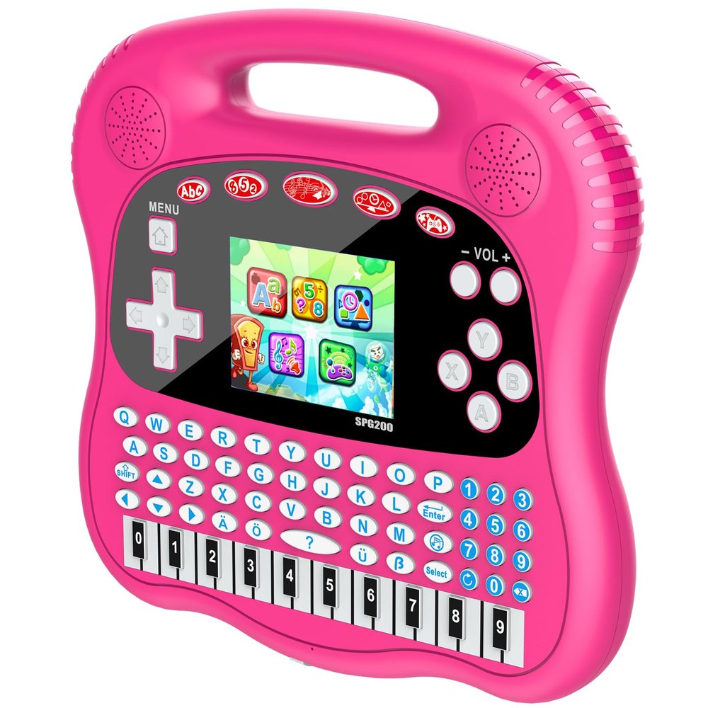 Interactive Early Learning Tablet - Educational Toys for Ages 2+ - Abc's, Words, Shapes, Numbers, Games, Music - Encourages Independent Play - Electronic Toys Gifts (Pink)