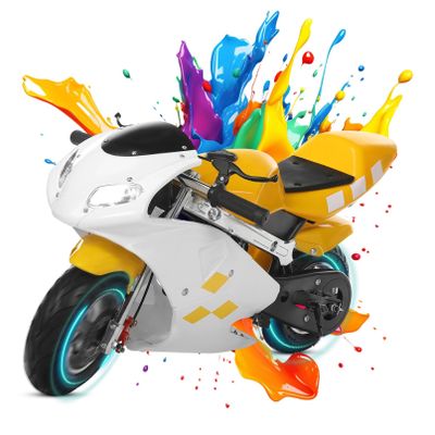 49cc Kids Dirt Bike, Gas Powered 2 Stroke Pocket Bike Mini Motorcycle for Kids, Racing Max Speed 20Mph, Dual Headlights, Dual Brake (Yellow)