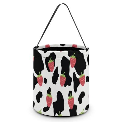 Lbacwy Strawberry Cow Bucket Trick Or Treat Candy Tote Bags Food Box for Halloween Party Decoration
