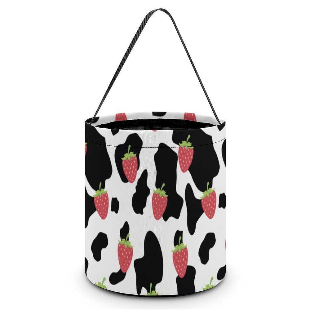 Lbacwy Strawberry Cow Bucket Trick Or Treat Candy Tote Bags Food Box for Halloween Party Decoration