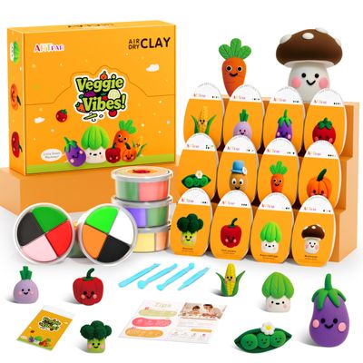 ARTPAR Air Dry Clay Kit for Kids - Vegetable Modeling Magic Clay Set, Soft & Non-Sticky with Tools & Tutorials, DIY Classroom Art Activities,School Crafts & Party Favors Birthday Festive Gifts