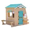 Teamson Kids Outdoor Wooden Playhouse, Gardenia Pretend Play House with Kitchen, Mailbox, Bench, Flower Boxes, Doorbell & Doggie Door, Tan & Green view 1