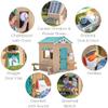 Teamson Kids Outdoor Wooden Playhouse, Gardenia Pretend Play House with Kitchen, Mailbox, Bench, Flower Boxes, Doorbell & Doggie Door, Tan & Green view 3