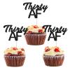24 Pack Black Glittery Thirty AF Cupcake Toppers Dirty Thirtieth30th Birthday 30th Anniversary Celebrate 30 Years Retirement Party Decoration view 1