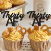 24 Pack Black Glittery Thirty AF Cupcake Toppers Dirty Thirtieth30th Birthday 30th Anniversary Celebrate 30 Years Retirement Party Decoration view 2