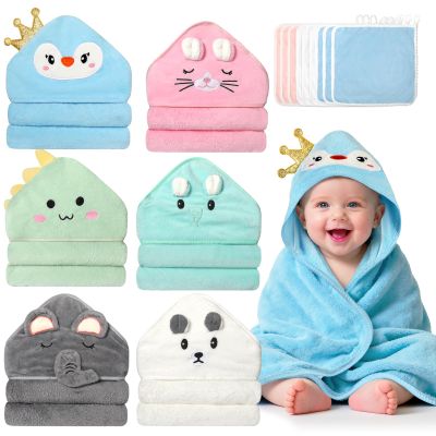 15 PCS Hooded Baby Towels 31.5x31.5 in Soft Absorbent Baby Bath Towel 6 PCS Animal Towels & 9 PCS Washcloths Set Bath Essential for Newborns Toddlers and Kids Perfect Shower Gift for Boys or Girls