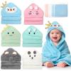 15 PCS Hooded Baby Towels 31.5x31.5 in Soft Absorbent Baby Bath Towel 6 PCS Animal Towels & 9 PCS Washcloths Set Bath Essential for Newborns Toddlers and Kids Perfect Shower Gift for Boys or Girls view 1