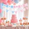 2pcs Pink and Blue Boy Or Girl Banner Baby Shower Gender Reveal Banner Photo Props Baby Clothes Decorations with Pink Blue Hearts for Girl Boys Gender Reveal Party Decorations Supplies view 2