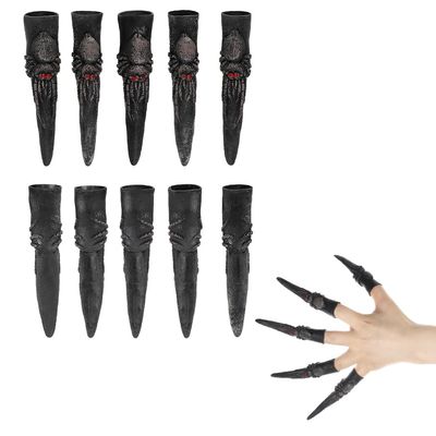 10Pcs Halloween Scary Finger Puppets Haunted House Scary Nail Props for Halloween Zombie Vampire Costume Party Cosplay