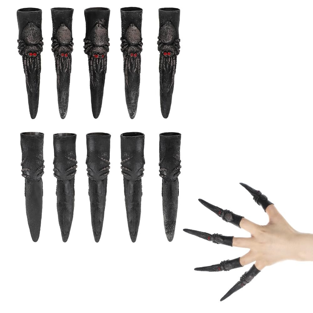 10Pcs Halloween Scary Finger Puppets Haunted House Scary Nail Props for Halloween Zombie Vampire Costume Party Cosplay