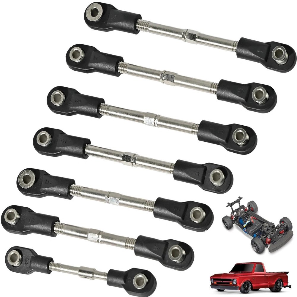 7Pcs Steel Toe Links Kit for Traxxas 1/10 Drag Slash Chevrolet C10 Ford Mustang Bandit XL-5, Replaces 2445, Adjustable Turnbuckles