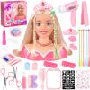 KUBUSFLY 44Pcs Hair Styling Doll Head Toys for Girls, Kids Makeup Hair Salon Pretend Play Styling Kit with Hairdryer, Straightener, Beauty Hair Toy Christmas Birthday Gift for Toddler Girls 3 4 5 6+ view 1