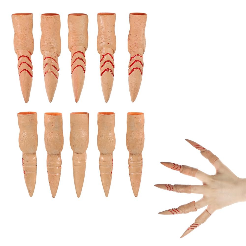 10Pcs Halloween Scary Finger Puppets Haunted House Scary Nail Props for Halloween Zombie Vampire Costume Party Cosplay