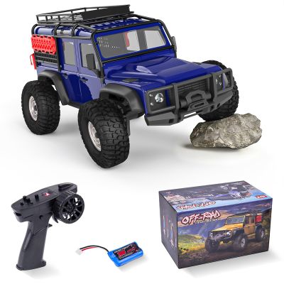 Cheerwing 1:18 Rock Crawler 2.4Ghz Car 4WD Off Road RC Monster Truck with Two-Speed Gearbox Hobby RC Car for Adults (Blue)