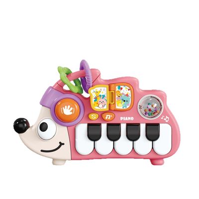 Baby Musical Piano Toys for Toddler 3 4 5, Busy Board with Music & Light, Birthday Toy for Infant Toddler 3 Years and Older Boy Girl Gifts (Pink-Hedgehog)
