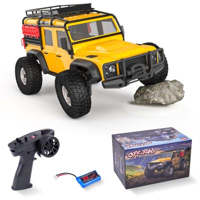 Cheerwing 1:18 Rock Crawler 2.4Ghz Car 4WD Off Road RC Monster Truck with Two-Speed Gearbox Hobby RC Car for Adults (Yellow)