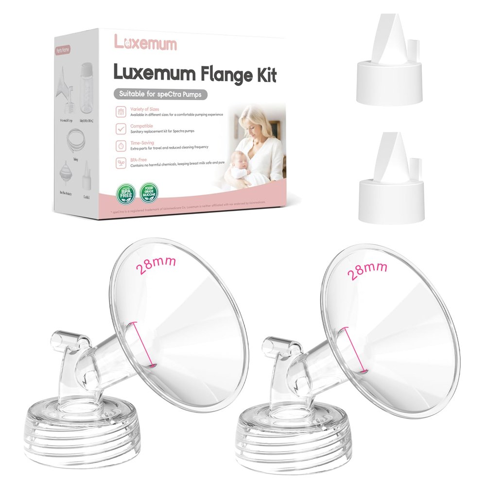 Breast Pump Parts for Spectra S1/S2/13 Plus, Not Original Accessories, Spectra Flange Inserts Replacement Include 28mmFlange&Duckbill Valve