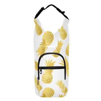PYBUG Adjustable Water Bottle Bag with Phone Pockets & Shoulder Strap, Tumbler Insulated Bottle Sling Pouch Holder for Hiking Travelling Camping, (Golden Pineapples)