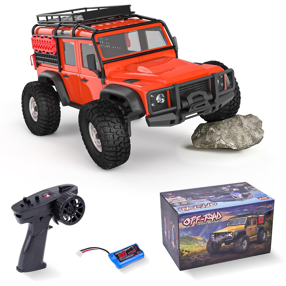Cheerwing 1:18 Rock Crawler 2.4Ghz Car 4WD Off Road RC Monster Truck with Two-Speed Gearbox Hobby RC Car for Adults (Red)