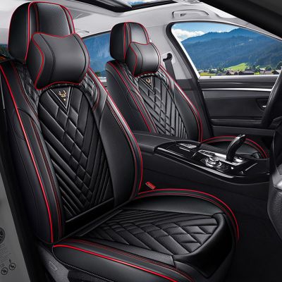 BYXN Car Seat Covers for Jeep Wrangler 2000-2026,Breathable Nappa Leather Car Seat Protector,Front Seat Cover with Pillow Automotive Seat Cushion with Airbag Compatible(Front Seats,Black-Red)