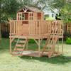 Kids Outdoor Playhouse with Climbing Wall, 2 Story Wooden Playhouse with Sandbox, Elevated Cedar Wooden Kids Playhouse with Step Ladder view 2