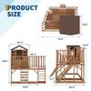 Kids Outdoor Playhouse with Climbing Wall, 2 Story Wooden Playhouse with Sandbox, Elevated Cedar Wooden Kids Playhouse with Step Ladder view 3