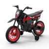 12V Kids Motorcycle, Ride on Motorbike, Equipped with Safety Training Wheels, Throttle Grip, Music, Spring Suspension, Idea for Little Kids 3-6 Years Old, Black view 1
