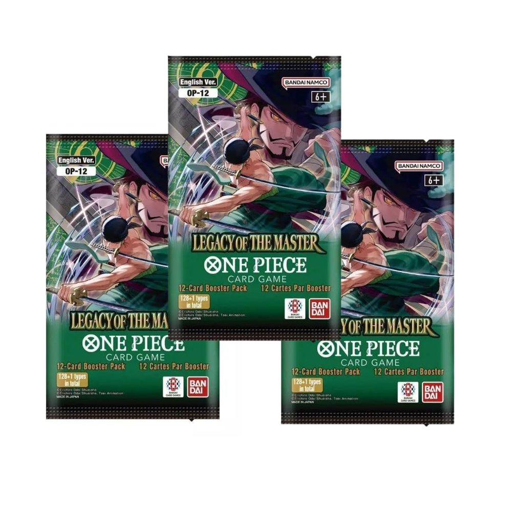 3 One Piece TCG - Legacy of The Master (OP-12) Booster Pack - English - 12 Cards Each Pack