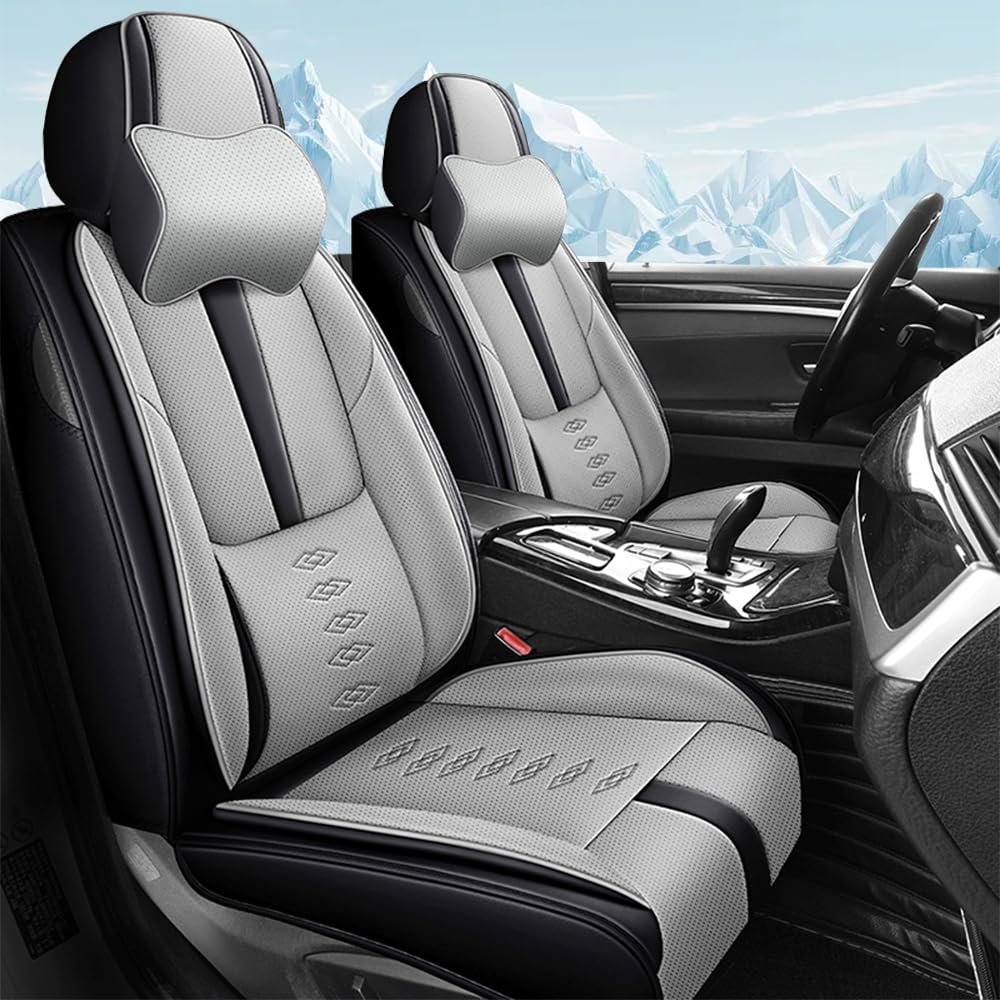 NCCLOVELY Car Seat Covers for Mercedes-Benz GLS 450 2026,Waterproof Leather Seat Covers 2-Seats Luxury,Car Interior Accessories with Airbag,Seat Protectors for GLS 450(Black+Gray)