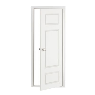 1/6 Scale Wooden Dollhouse 3 Panel Door 3-Panel Design with Handles Classic Design Easy Installation White Painted